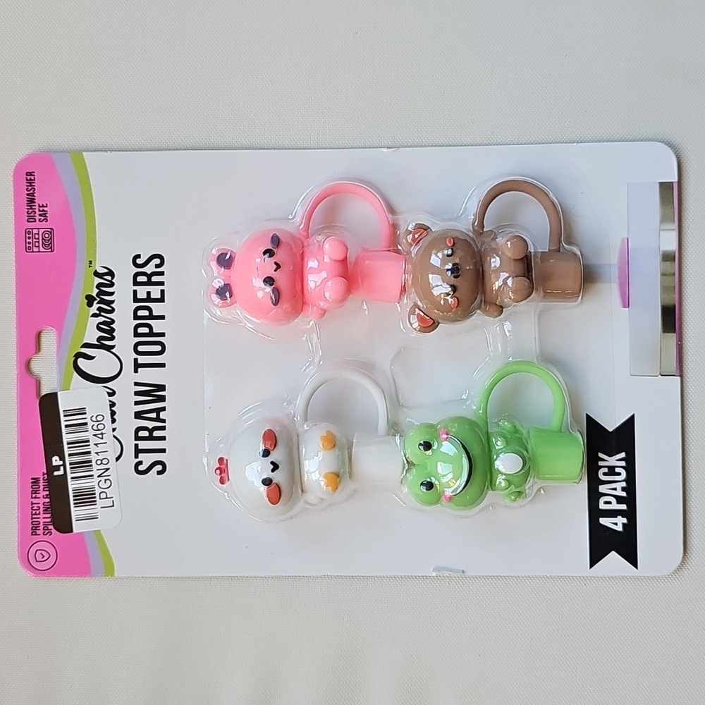 Char Charms Straw Toppers 4-Pack Animal Set For Stanley New In Package